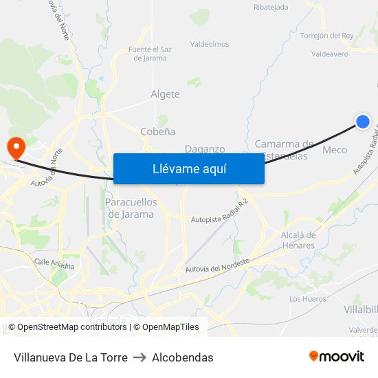 Villanueva De La Torre to Alcobendas map