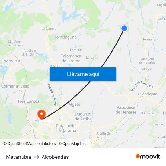 Matarrubia to Alcobendas map