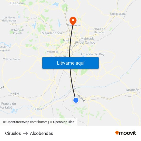 Ciruelos to Alcobendas map