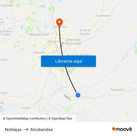 Noblejas to Alcobendas map