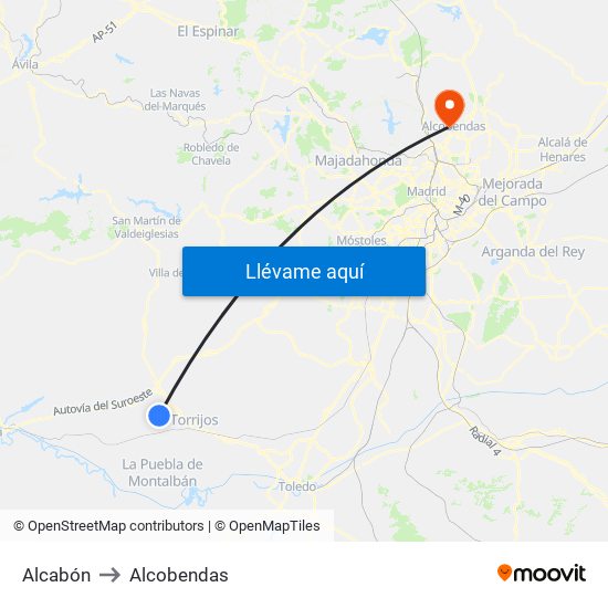 Alcabón to Alcobendas map