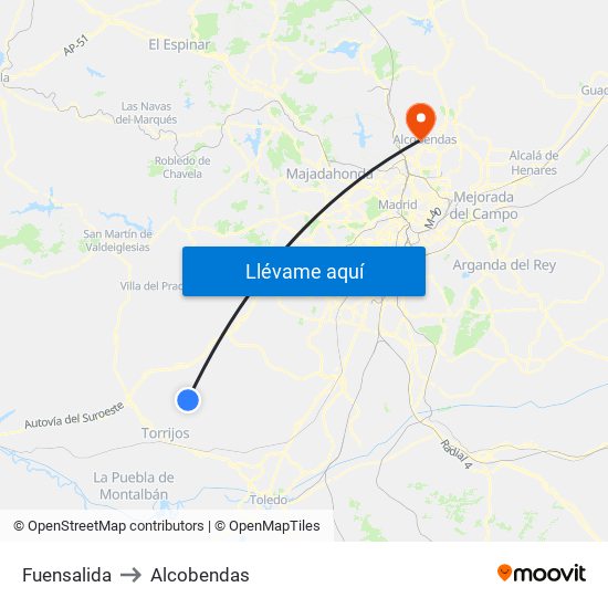 Fuensalida to Alcobendas map