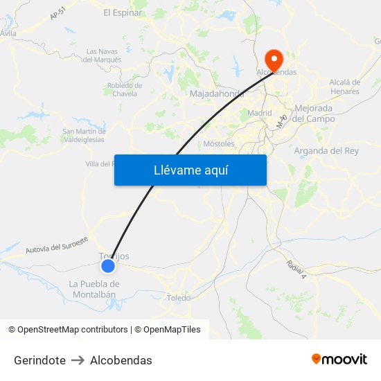 Gerindote to Alcobendas map