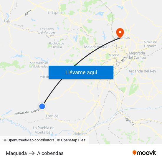 Maqueda to Alcobendas map