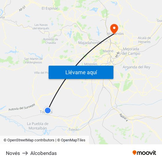 Novés to Alcobendas map