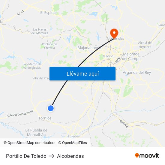 Portillo De Toledo to Alcobendas map
