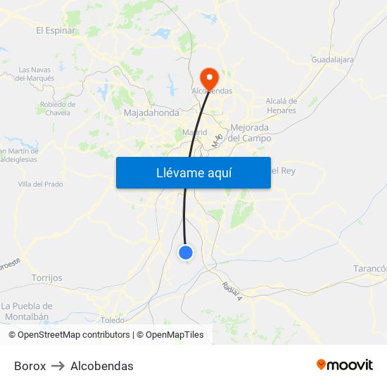 Borox to Alcobendas map