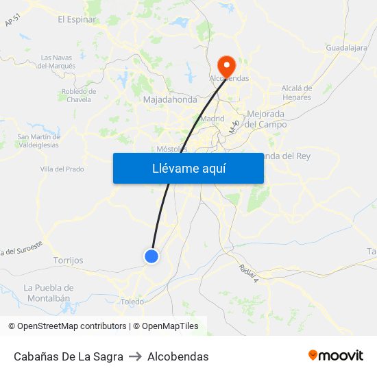 Cabañas De La Sagra to Alcobendas map
