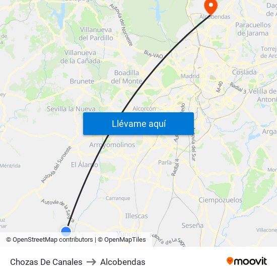 Chozas De Canales to Alcobendas map
