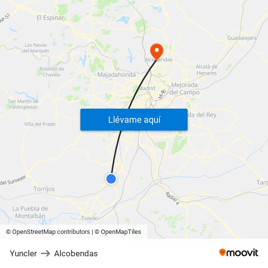 Yuncler to Alcobendas map