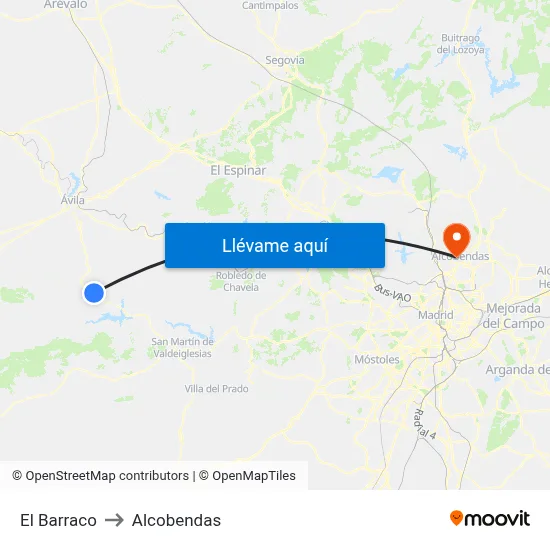El Barraco to Alcobendas map