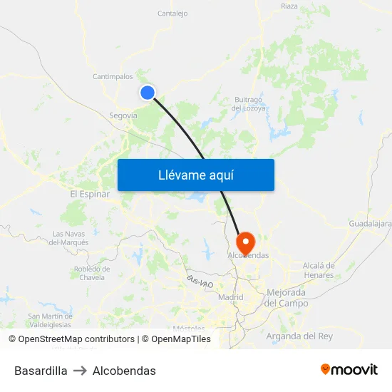 Basardilla to Alcobendas map