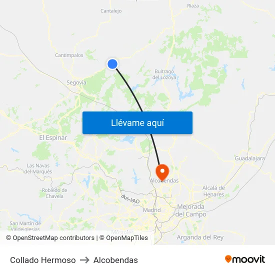 Collado Hermoso to Alcobendas map