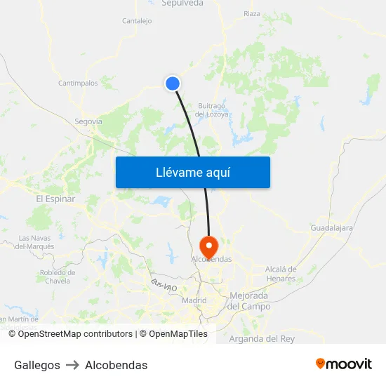 Gallegos to Alcobendas map