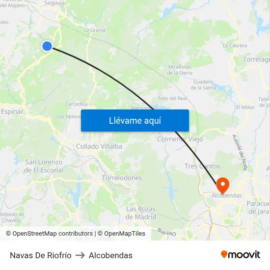 Navas De Riofrío to Alcobendas map