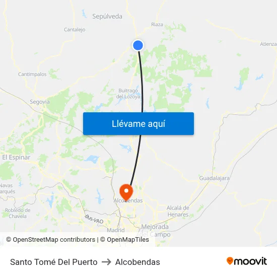 Santo Tomé Del Puerto to Alcobendas map