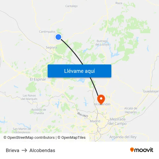 Brieva to Alcobendas map