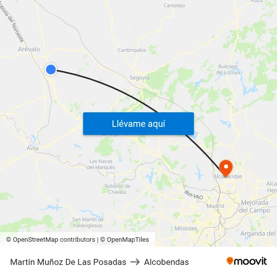 Martín Muñoz De Las Posadas to Alcobendas map