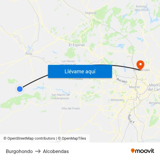 Burgohondo to Alcobendas map
