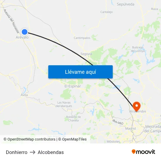 Donhierro to Alcobendas map
