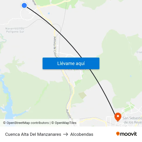 Cuenca Alta Del Manzanares to Alcobendas map