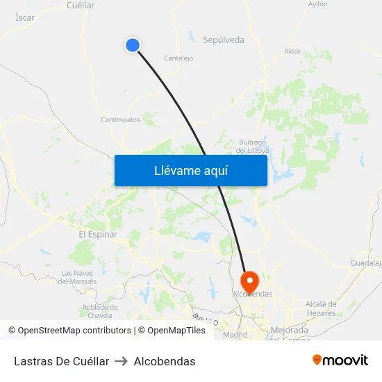 Lastras De Cuéllar to Alcobendas map