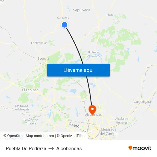 Puebla De Pedraza to Alcobendas map