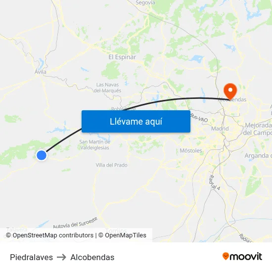 Piedralaves to Alcobendas map