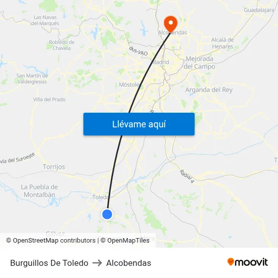Burguillos De Toledo to Alcobendas map