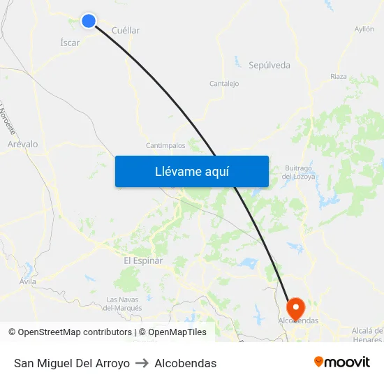 San Miguel Del Arroyo to Alcobendas map