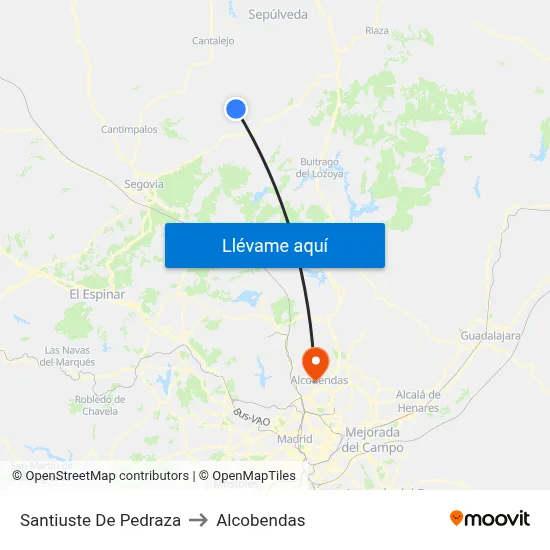 Santiuste De Pedraza to Alcobendas map