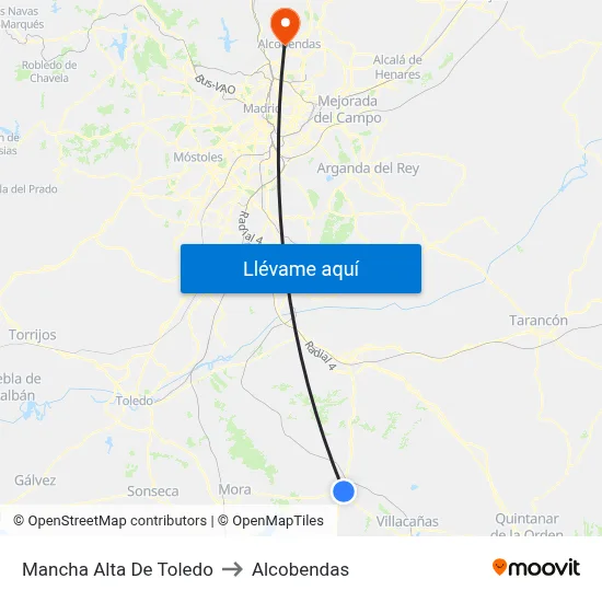 Mancha Alta De Toledo to Alcobendas map