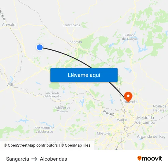 Sangarcía to Alcobendas map