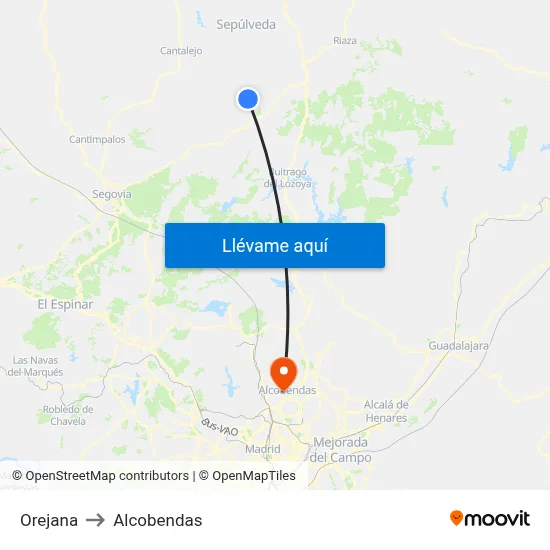 Orejana to Alcobendas map