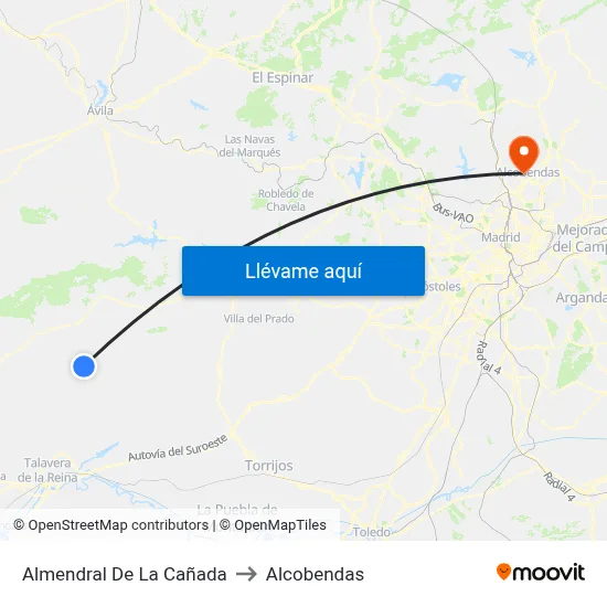 Almendral De La Cañada to Alcobendas map