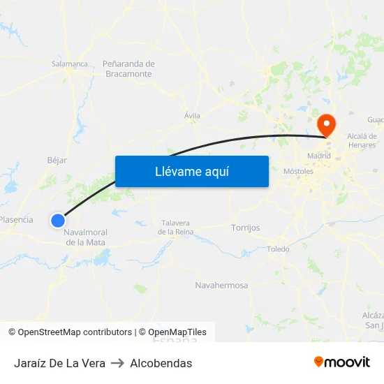Jaraíz De La Vera to Alcobendas map