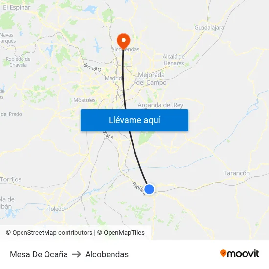 Mesa De Ocaña to Alcobendas map
