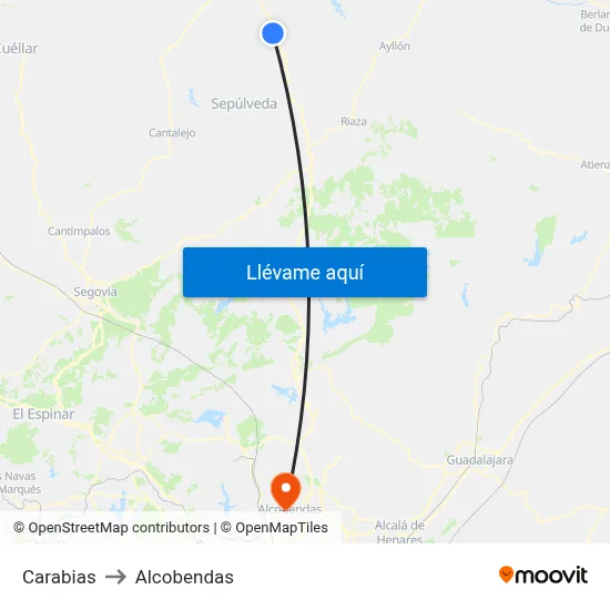 Carabias to Alcobendas map
