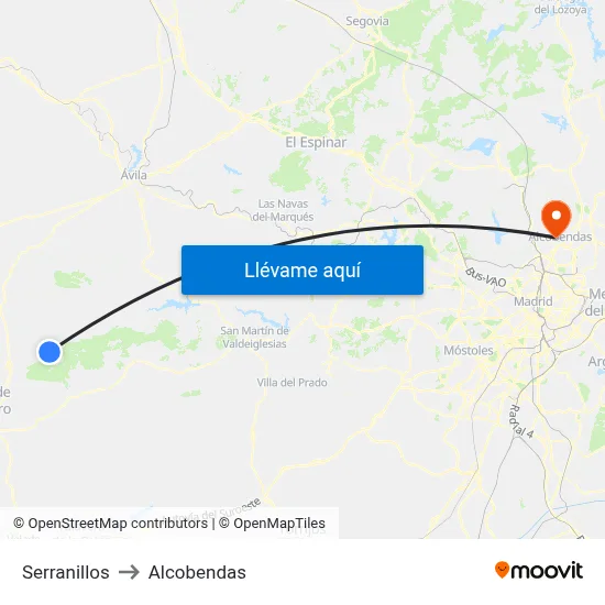 Serranillos to Alcobendas map