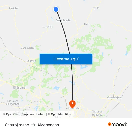 Castrojimeno to Alcobendas map