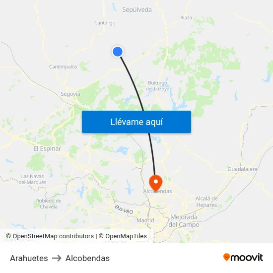 Arahuetes to Alcobendas map
