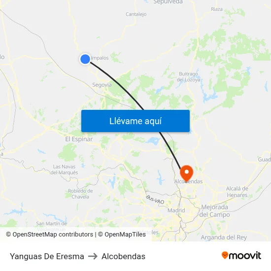 Yanguas De Eresma to Alcobendas map