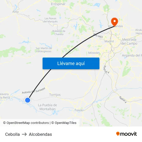 Cebolla to Alcobendas map