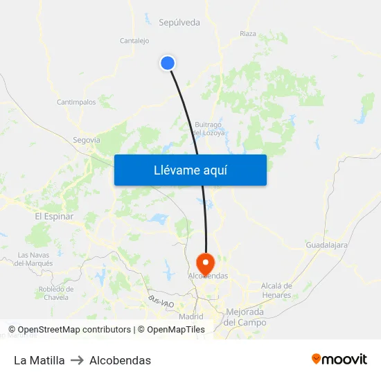 La Matilla to Alcobendas map
