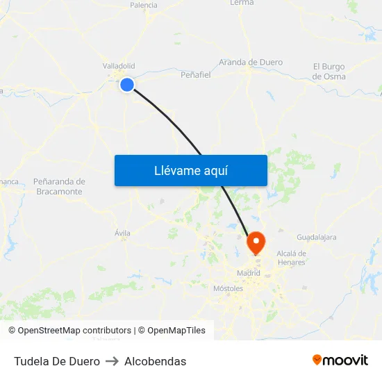 Tudela De Duero to Alcobendas map