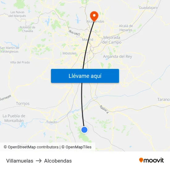 Villamuelas to Alcobendas map