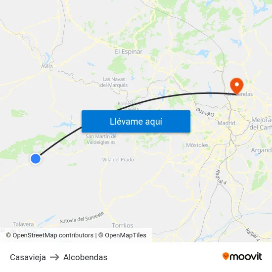 Casavieja to Alcobendas map