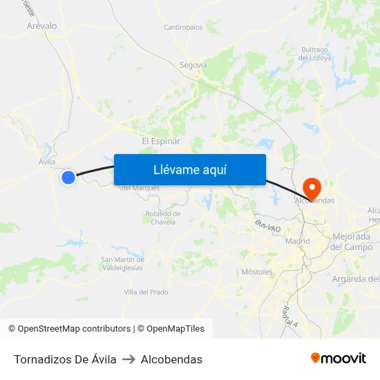 Tornadizos De Ávila to Alcobendas map