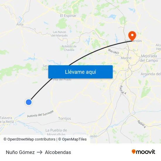Nuño Gómez to Alcobendas map