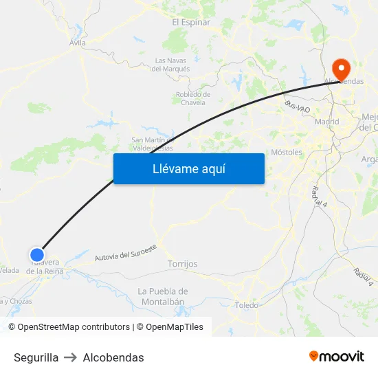Segurilla to Alcobendas map